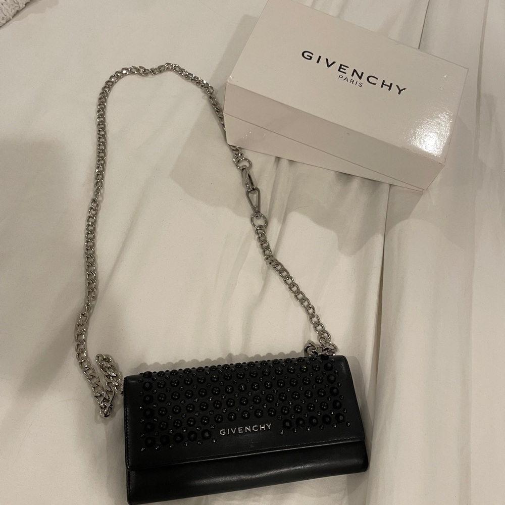Givenchy Black Clutch with Silver Chain
